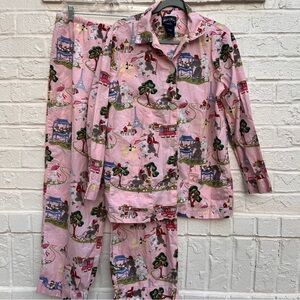 Nick & Nora Pink Poodles in Paris Cotton Pajama Set Size Large